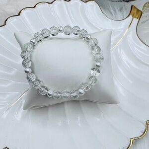 Gradient Glass Beaded Bracelet Clear White Angel
